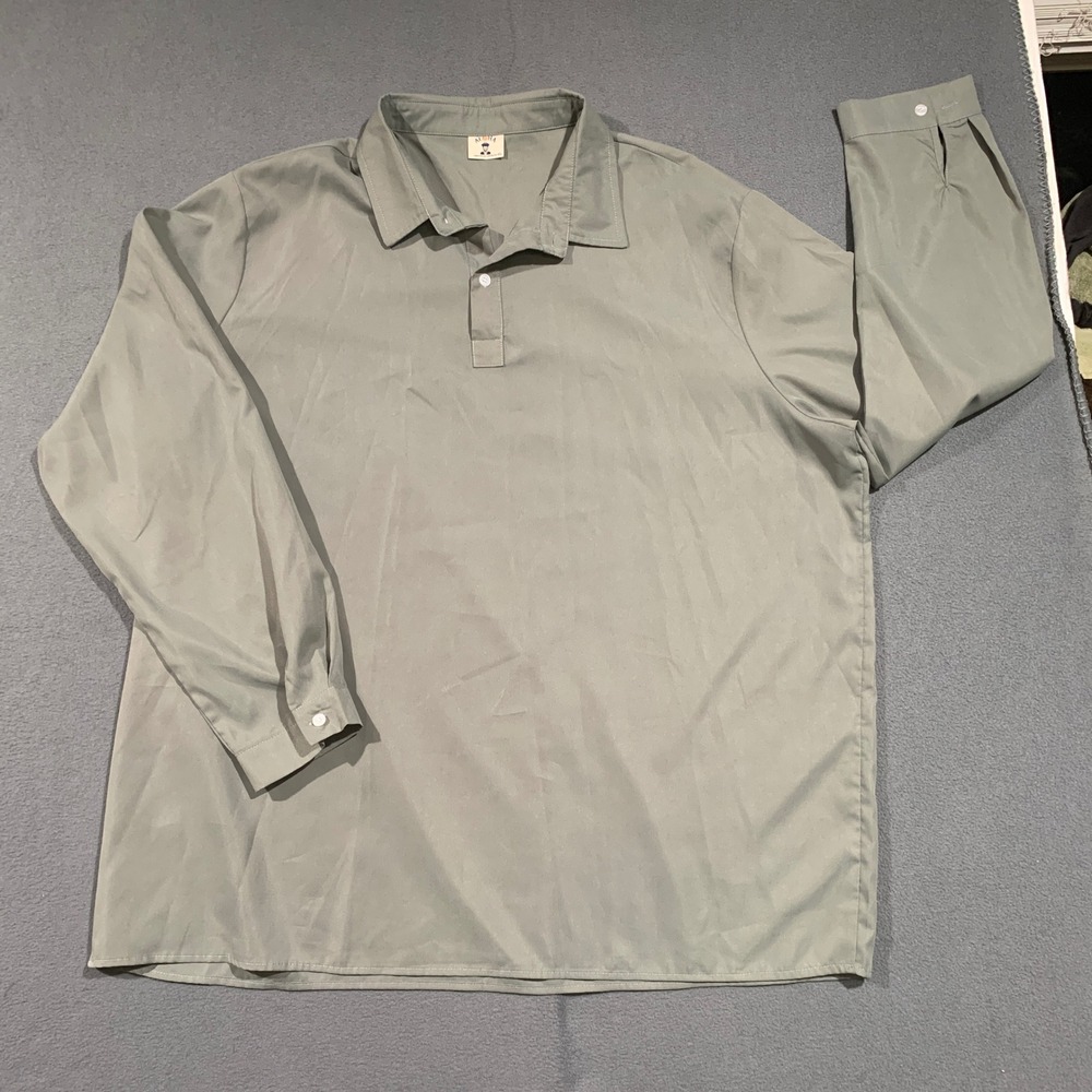 Aloha Mens 4XL Sage Green Long Sleeve Polo Pullover Shirt Big and Tall NWOT